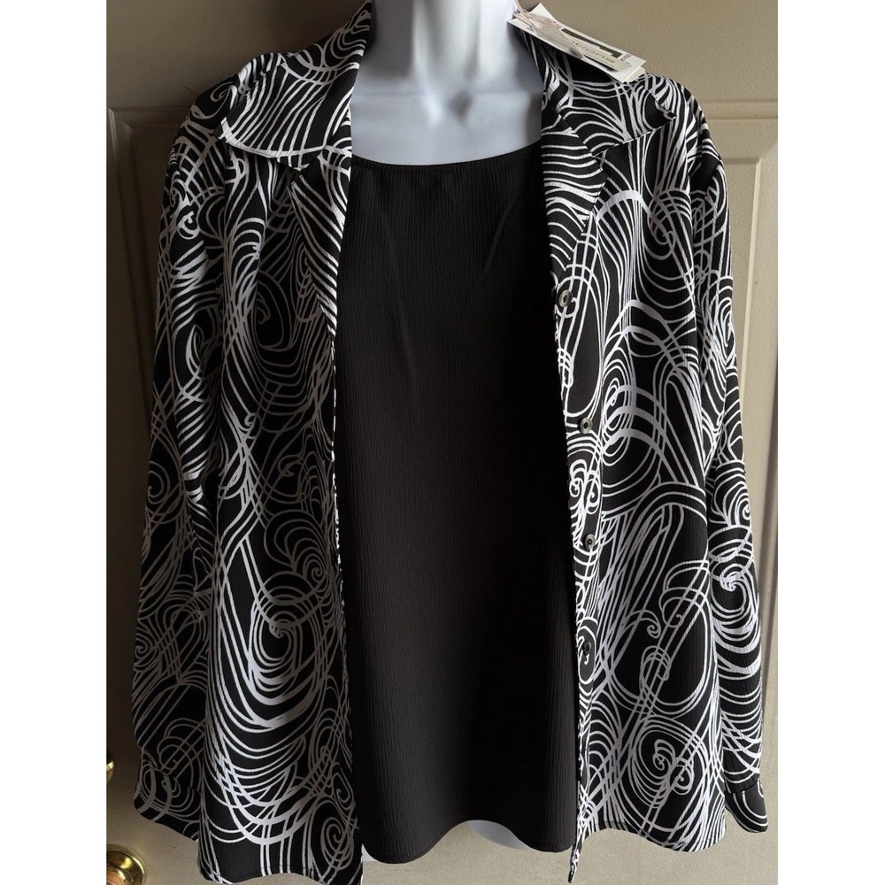 Notations 2-Fer TwinSet Black & White NEW WITH Tags Looks Like 1 Piece Size L